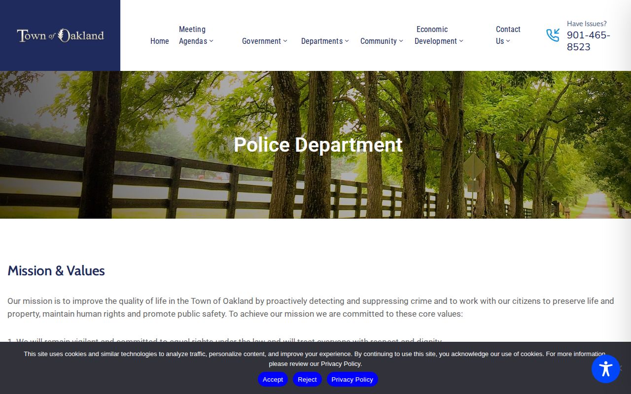Oakland Fayette County police-record contact page for arrest record requests